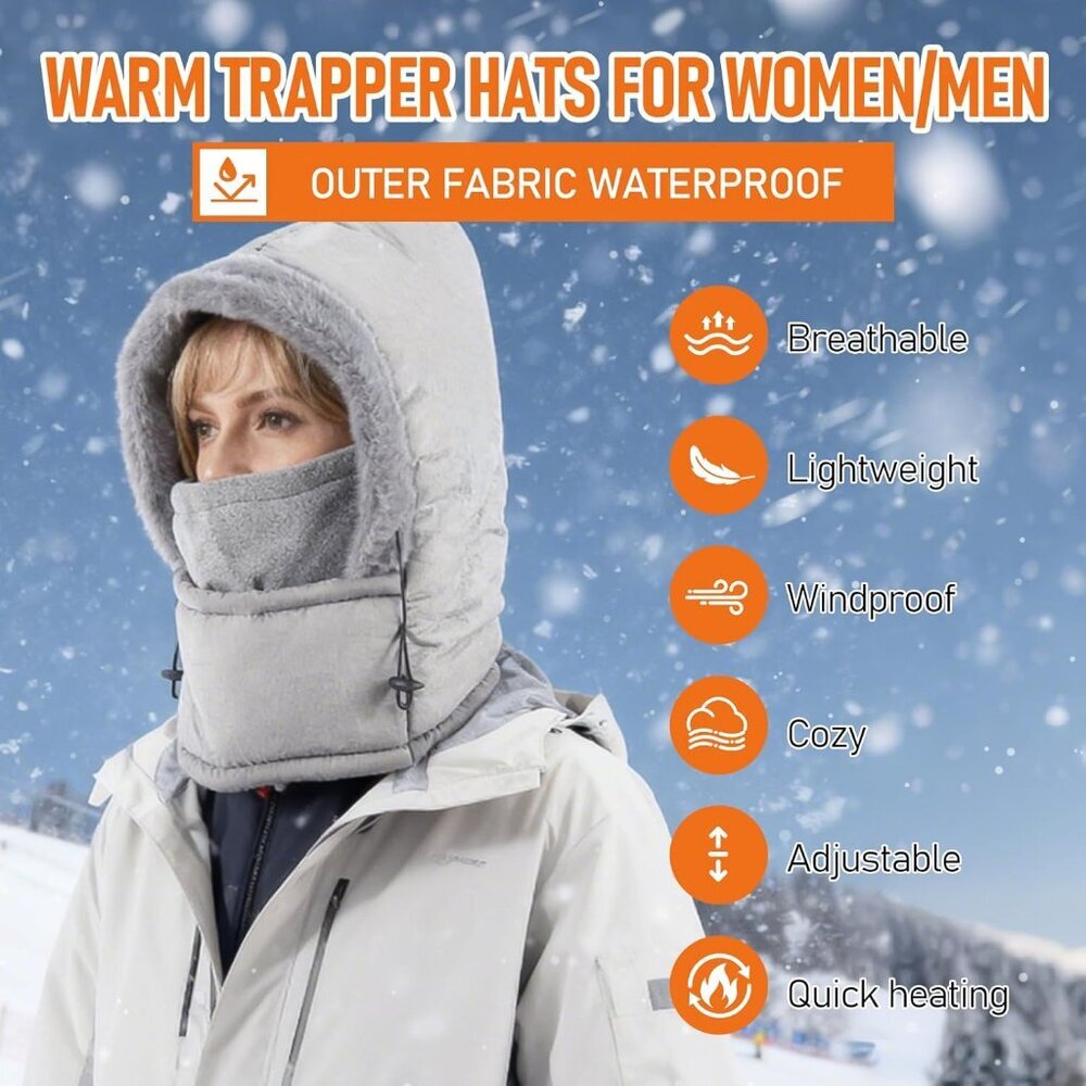 Women's with Face Cover Water Repellent Windproof  Cold Weather Skiing Grey - Picture 2 of 7